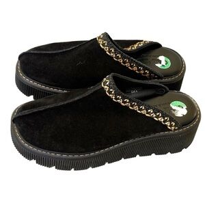Carlo Pera Clog Platform Chunky Sole Suede Black Women's Size 8 Made In Italy